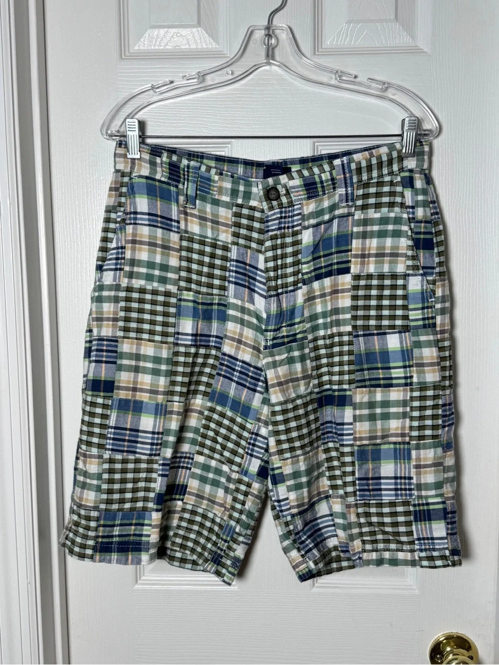 IZOD Men's Saltwater Patchwork Madras Plaid Golf Chino Shorts Size 32